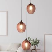 Hanglamp Ojay, pruim/zwart, glas, 3-lamps, E27