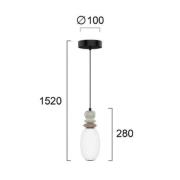 LED hanglamp Gemma, hoogte 28 cm, kleurrijk, glas/keramiek/metaal