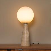 Tafellamp Evin, crèmekleurig, hoogte 46 cm, steen/glas