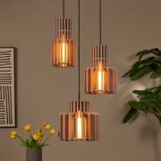 Hanglamp Rollo, taupe, Ø 50 cm, stof/metaal/glas, 3-lamps.