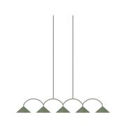 Globen Lighting hanglamp CURVE 5, groen, 5-lamps, 165 cm