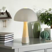 Tafellamp Paulin, grijs mat/houtlook, metaal, hoogte 36,5 cm