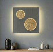 Lucande LED wandlamp Delin, grijs/goud, 55 x 55 cm, step-dimbaar