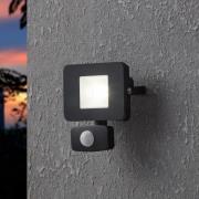 LED buitenspot Faedo 3 met sensor, zwart, 10W