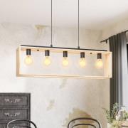 Hanglamp Famborough met houten frame, 5-lamps