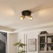 Razza plafondspot, zwart/goud, Ø 26,5 cm, 2-lamps.