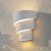Lindby LED buiten wandlamp Valir, wit, drie kappen, IP54