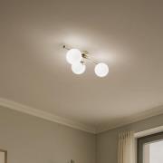 Plafondlamp Drum, goudkleurig, 3-lamps, glas, lengte 46 cm