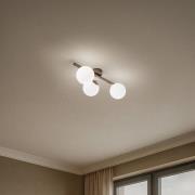 Plafondlamp Drum, koffie, 3-lamps, glas, lengte 46 cm