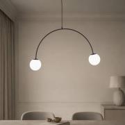 Hanglamp Nova, glas/metaal, zwart/wit, 2-lamps