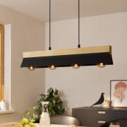 Hanglamp Tarrafo zwart, Natur hout, 4-lamps