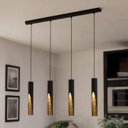 LED hanglamp Barbotto in zwart/goud, 4-lamp