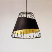 Austell hanglamp, Ø 43 cm, zwart/goud, metaal, stof