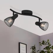 Corvigno plafondspot, lengte 36,5 cm, zwart, 2-lamps.