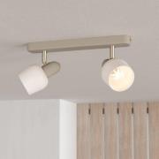 Corato plafondspot, zand/nikkel/opal, 2-lamps.