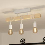 Townshend plafondlamp, lengte 55 cm, wit/eiken, 3-lamps.