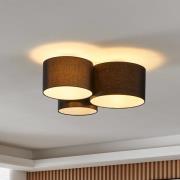 Plafondlamp Pastore 2, lengte 61 cm, zwart, 3-lamps, stof