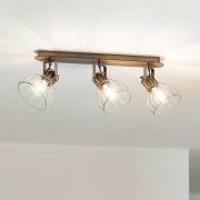 Plafondlamp Sambatello, 3-lamps, bruin/zilver