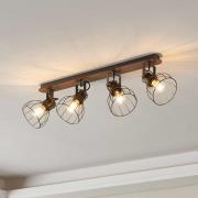 Plafondlamp Sambatello, 4-lamps, bruin/zilver