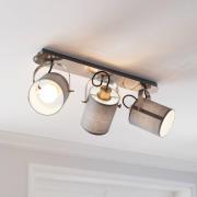 Plafondspot Villabate met drie textielkappen