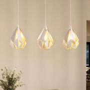 Hanglamp Carlton 1 3-lamps, wit-goud