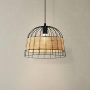 Hanglamp Anwick van staal/rotan, Ø 37 cm