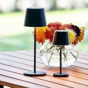 LED tafellamp Vence, hoogte 32 cm, zwart, IP54, USB