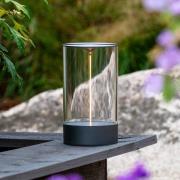 LED tafellamp Edison, hoogte 23 cm, grijs/helder, IP54