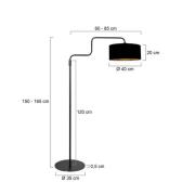 Vloerlamp Bloeba, zwart-goudkleurig, hoogte 165 cm, chintz