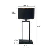 Tafellamp Stang, zwart/zwart-goud, hoogte 55 cm, chintz