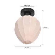Plafondlamp Bloeba, wit/zwart, Ø 25 cm, linnen/metaal