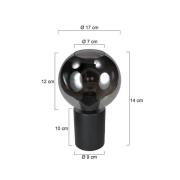Tafellamp Bloeba, zwart/rookgrijs, Ø 17 cm, glazen bol
