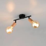 Plafondlamp Lamego, zwart, lengte 35 cm, 2-lamps, metaal