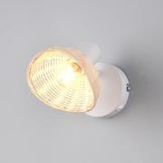 Wandlamp Calvi, wit, rotan naturel, Ø 13 cm, schakelaar