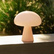 Gubi LED tafellamp Obello op batterijen, poederroze, IP44, glas