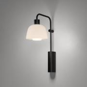 Bover LED wandlamp Drep A/04, wit, glas, zwart, 2.700 K