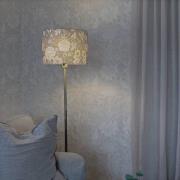Vloerlamp Amy, Dahlia groen/goud, hoogte 150 cm, textiel, E27