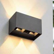 Lindby LED buiten wandlamp Nivar, zwart, 4-lamps, 20 cm, IP54