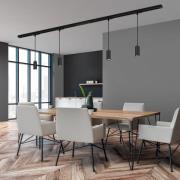 RAIL 230 V railsystem, zwart, 4 LED-pendels, lengte 1,5m