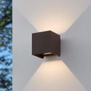 LED buiten wandlamp Calpino 3 roestkleurig, breedte 10 cm 2-lamps.