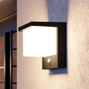 LED buiten wandlamp Frigento zwart hoogte 15 cm, sensor