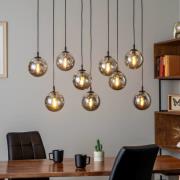 Hanglamp Glassy, 9-lamps, zwart, grafiet, glas, E14