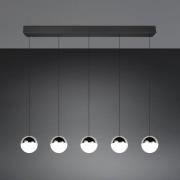 LED hanglamp Senta, chroom, lengte 114 cm, 4.000 K, 5-lamps.