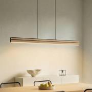 Quitani LED hanglamp Lisene, eiken/zwart CCT 117 cm, dimbaar