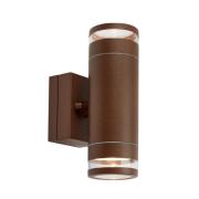 LED buiten wandlamp Luno, bruin, 2-lamps, IP65, dimbaar.