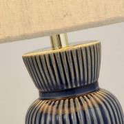 Tafellamp Jeshua, blauw/wit, keramiek/textiel, 39 cm, E24