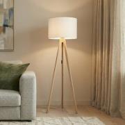 Vloerlamp Grand, crème/dennenhout, hoogte 145 cm, E27