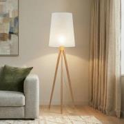 Vloerlamp Walz, crème, hout, hoogte 175 cm, E27