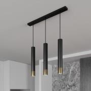 Hanglamp Nest 3-lamps lineair zwart/goud