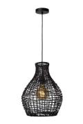 Lucide Alban - hanglamp - Ø 35 x 175 cm - rotan - zwart